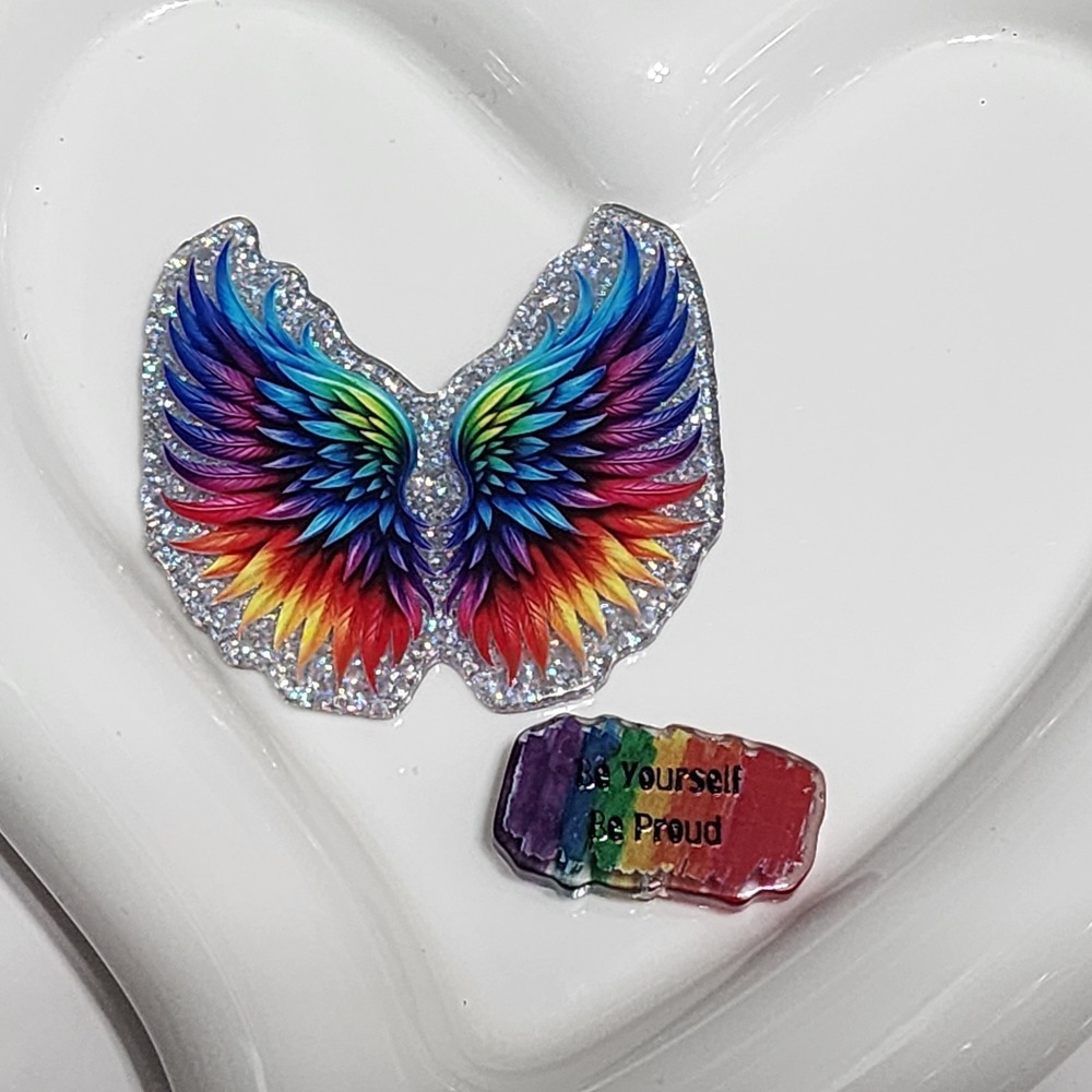 LGBTQ Flatback Focal Bead Keychain Bag Charm Beaded Pen Magnet Pride Wings